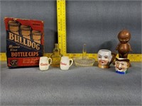 Carnival Doll, Ring Holder, Bulldog Bottle Caps