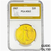 1907 $20 Gold Double Eagle PGA MS63