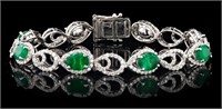 8.88CTW EMERALD & 2.87CTW DIA PLATINUM BRACELET