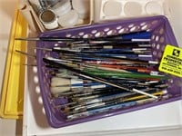 MISC GROUP OF PAINTING SUPPLIES, SMALL BRUSHES, SA