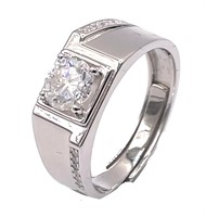 925S 1.0ct Moissanite Diamond Mens Ring