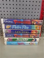 (6) VTG Disney VHS- Pinocchio, Peter Pan, Lion