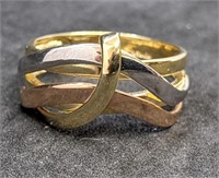 14 Kt Tri-Gold Free-Form Fashion Ring