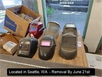 LOT, (5) WELDING HELMETS ON THIS TABLE