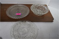 Two Clear Glass Plates & One Bowl