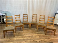 6p Mid Century Style Ladderback Dining Side Chairs