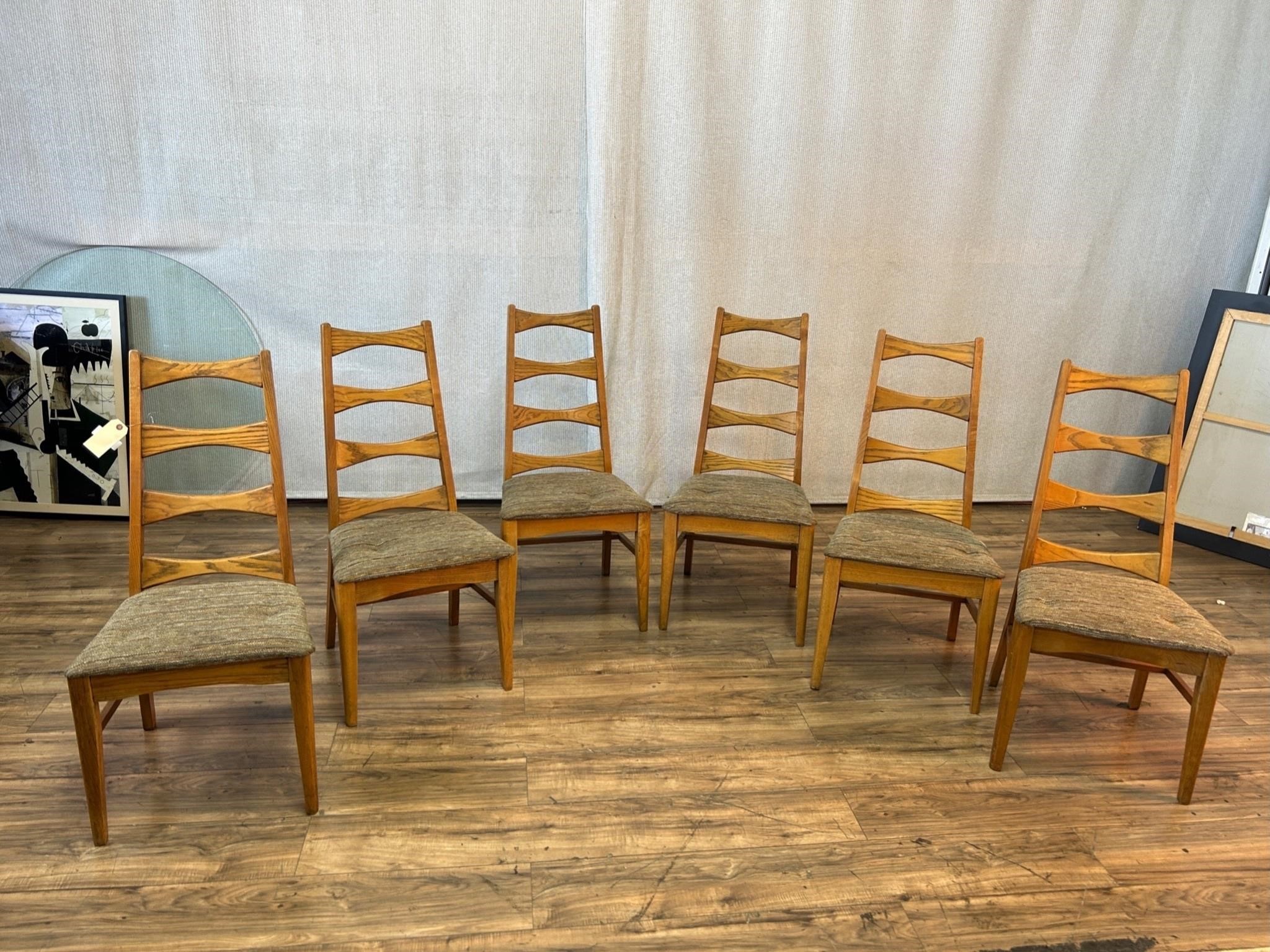 6p Mid Century Style Ladderback Dining Side Chairs
