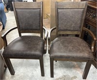 D & J  Dining Arm Chairs Leather Style Upholstery