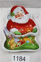 Vintage Christmas Santa Divided Tray - MCM