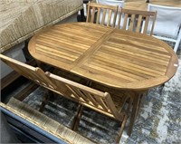Natural Wood Patio Table with Butterfly Leaf and