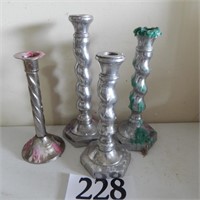 METAL CANDLE HOLDERS 4 PC 8-9 IN