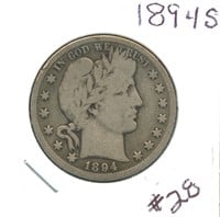 1894-S Barber Silver Half Dollar - Nice Details