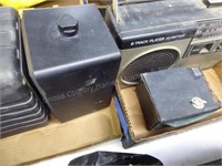 2 boxes: speakers, radio, camera