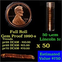 Gem Proof Lincoln 1c roll, 1990-s 50 pcs