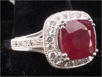 Sterling Silver Ring With Ruby sz 10