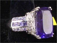 Sterling Silver Ring With Purple Gemstones sz 10