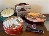 Tins and decorative truck