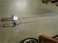 (2) Vintage Steel Fishing Rods w/ Casting Reels