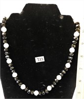 Hematite and crystal bead necklace, 20"       (k 5