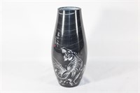 Onyx Marble Vase with Carved Tiger