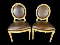 2 CAMEO BACK LEATHER CHAIRS