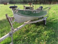 14' Aluminum Fishing Boat w/ 9.8 Mercury Outboard