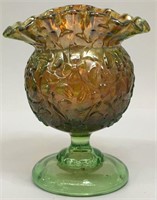 Carnival Glass Floral Footed Bowl