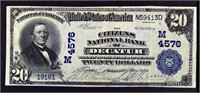 1914 $20 Decatur Illinois National Currency
