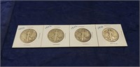 (4) Silver Half Dollar Coins (1936, 1942, 1942 &