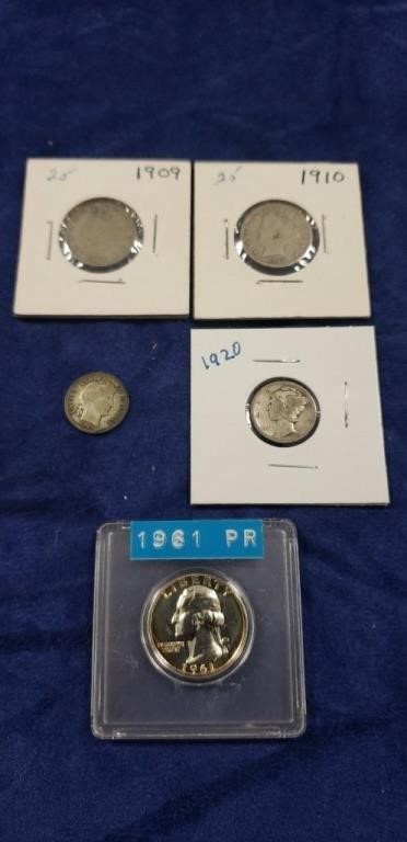 (5) Assorted Silver Coins