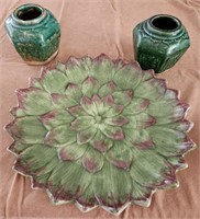 K - NEIMAN MARCUS ARTICHOKE PLATE & VINTAGE POTS