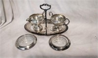 Weighted Sterling Sugar/Cremer Set & Coasters