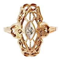 Vintage Diamond Art Deco Ring 10k Yellow Gold