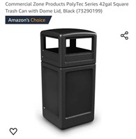 NEW Trash Can, 42gal Square w/ Dome Lid, Black