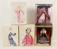 Five Classique Collection & Holiday Barbies