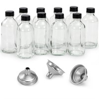 10 Pack, 4 oz Small Clear Glass Bottles with Lids