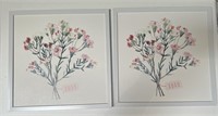 Set of 2 Pink Floral Prints