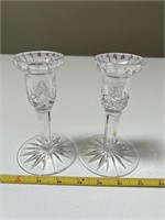 Set of 2 Cut Glass Candle Holders