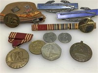 Military Medals, Coin Purse, Coins and more -