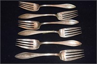 6 Sterling Cold Meat Forks (Monogrammed), 177g
