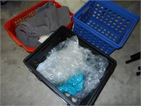Plastic Crates w/ Bubble Wrap and Cloth Bags