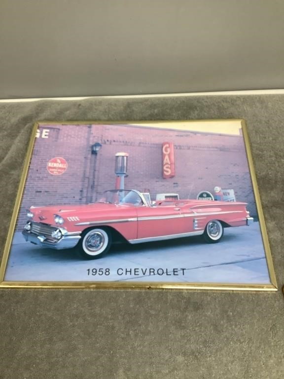 Framed 1958 Chevrolet Print   Approx. 16x20