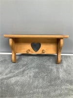 Wood Shelf w/ Heart & Towel Pegs