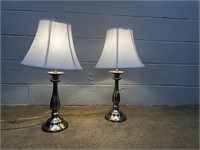 (2) Modern Pewter Finish Table Lamps