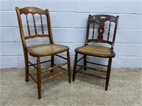(2) Various Cane Seat Vtg. Side Chairs