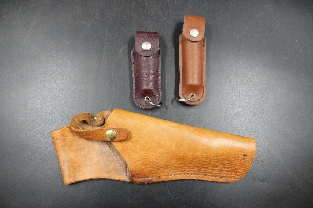 LEATHER GUN HOLSTER & POCKET KNIFE CASES