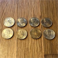 (8) Mixed $1 One Dollar Presidential Coins
