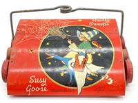 Vintage Tin and Wood Sweeper Suzy Goose - Kiddie
