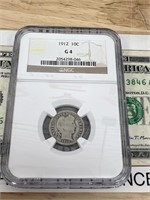 1912 Mercury silver dime NGC graded US coin