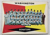 1960 Washington Senators Team Topps Baseball Card